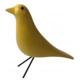 Modernist Yellow Painted Wood Bird Figurine 8.5"H