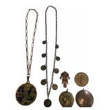 Mixed Metal Jewelry Lot Copper Brass Pendants