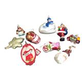 Lot of 9 Blown Glass Christmas Ornaments