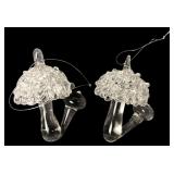 Pair of Clear Art Glass Mushroom Ornaments