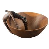 Carved Wood Giraffe Bowl