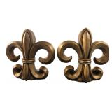 Pair of Gold-Tone Fleur-de-Lis Bookends