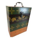 Folk Art Style Painted Wooden Storage Box