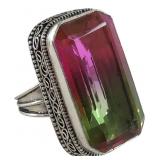 925 Sterling Bi-Color Statement Ring, Size 7.5