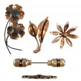 Renoir Copper & Assorted Vintage Brooches