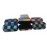 Set of 6 Checkered Fabric & Floral Tin Pill Boxes