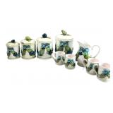 Majolica Style Fruit & Bow Ceramic Set