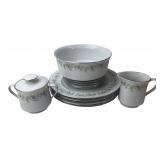 Floral Platinum Trim Partial Dinnerware Set