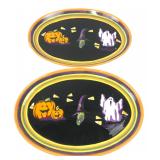 Two Halloween Ceramic Oval Platters