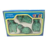 Set of 4 Garden Pot Plant Ceramic Turtles