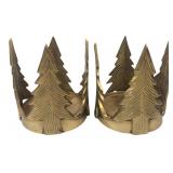 Pair JHJ Solid Brass Pine Tree Candle Holders