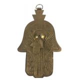 Brass Hamsa Hand Wall Hanging 4x8"