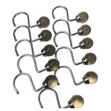 Set of 10 Chrome & Amber Sphere Shower Hooks