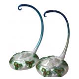 Pair of Blown Glass Christmas Ornament Stands