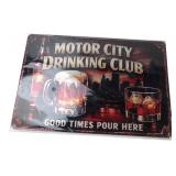 Motor City Drinking Club Metal Sign
