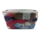 Mixed Lot of Yarn & Craft Supplies in Tote