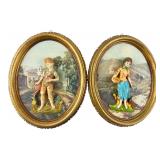 Pair Vintage Italian 3D Relief Wall Plaques