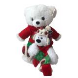 Pair of 2015 Holiday Plush Teddy Bears 10" & 18"
