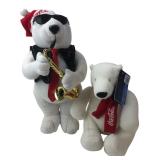 Coca-Cola Plush Polar Bears Saxophone 10" & 16" H