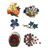 Lenox & June Gilbert Mixed Floral Brooch Lot