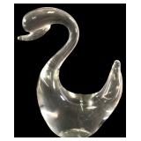 Clear Art Glass Swan Figurine