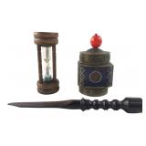 Chinese Cloisonne Box & Wooden Desk Accessories