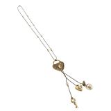 Gold-Tone Heart Padlock & Key Pendant Necklace