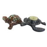 Ceramic & Cast Iron Turtle Figurines
