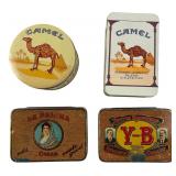 Lot of 4 Camel & Vintage Cigar Tobacco Tins