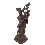 Asian Maiden Figurine with Floral Branch 11" H