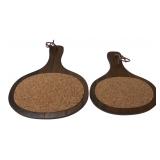 Set of 2 Wood & Cork Paddle Trivets