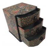 Miniature 3-Drawer Floral Trinket Box