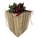 Handmade Local Artist Wooden Holiday Faux Gift Box
