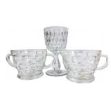 Clear Pressed Glass Thumbprint Pattern Set