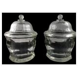 Pair of Vtg Clear Pressed Glass Apothecary Jars