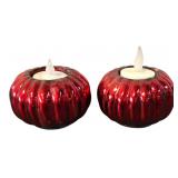 Tag Red Pumpkin Tealight Holders Pr.