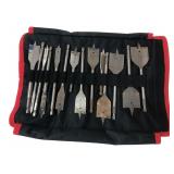 Set of 14 Spade Drill Bits in Tool Roll