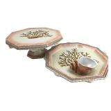 Zrike Everyday Baroque Coral Cake Stand & Tray