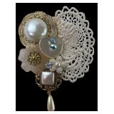 Artisan Mixed Media Assemblage Brooch