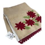Chestnut Lane Embroidered Poinsettia Table Runner