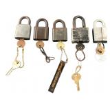 Vintage Yale Padlocks with Keys Lot of 6