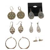 6 Pairs Assorted Costume Dangle & Hoop Earrings