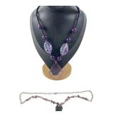 Purple Faceted Bead Necklace & Bracelet Set