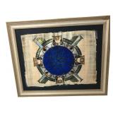 Framed Egyptian Papyrus Zodiac Painting