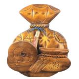 Carved Wood Asian Money Bag Wall Plaque