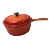 Le Creuset Orange Enameled Cast Iron Saucepan sz20