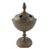Etched Brass Footed Incense Burner Censer