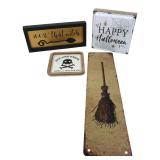 Four Assorted Halloween Decorative Signs