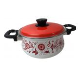 Retro Floral Enamelware Dutch Oven Pot