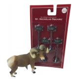 St. Nicholas Square Village Signs & Ram Figurine
